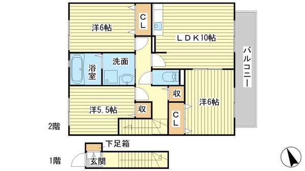 グランドゥール御津 B棟の物件間取画像